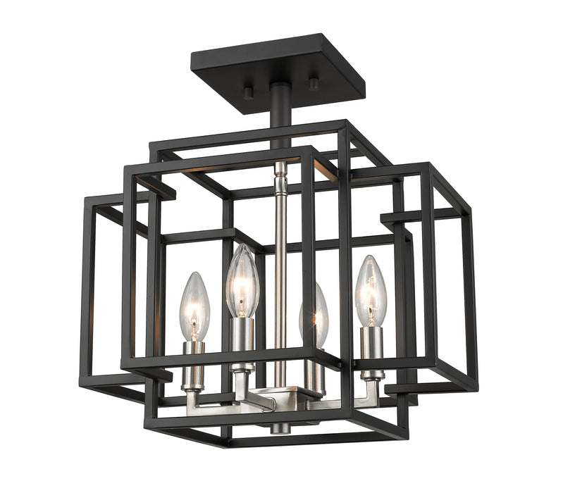 Semi Flush Mount Z-Lite 454SF-BK-BN Black + Brushed Nickel Titania 4 Light Semi Flush Mount Z-Lite