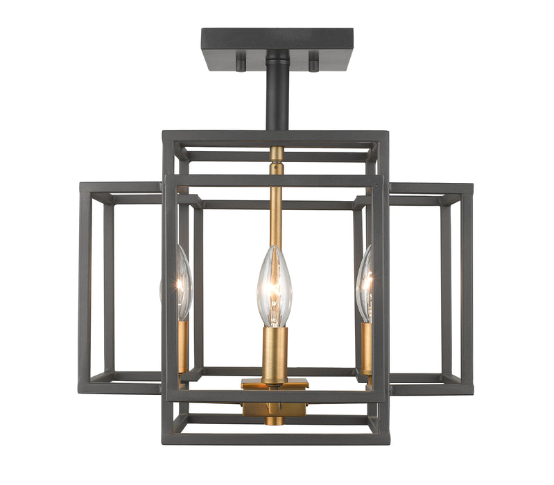 Semi Flush Mount Z-Lite 454SF-BRZ-OBR Bronze + Olde Brass Titania 4 Light Semi Flush Mount Z-Lite