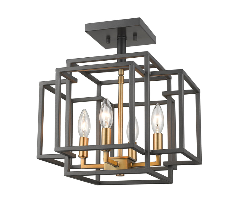 Semi Flush Mount Z-Lite 454SF-BRZ-OBR Bronze + Olde Brass Titania 4 Light Semi Flush Mount Z-Lite