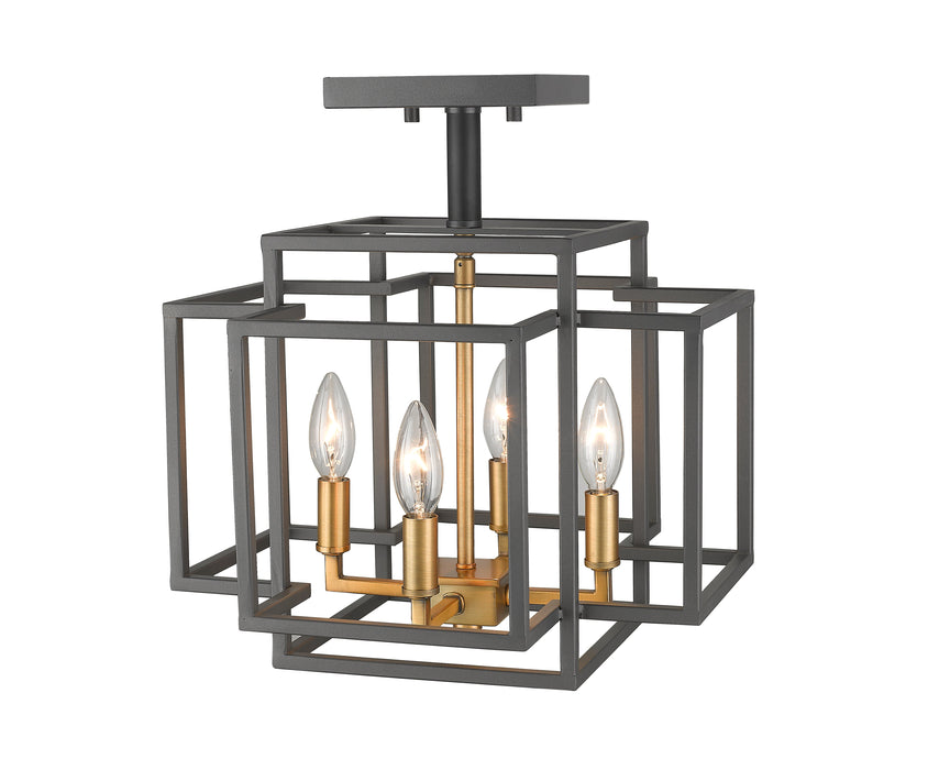 Semi Flush Mount Z-Lite 454SF-BRZ-OBR Bronze + Olde Brass Titania 4 Light Semi Flush Mount Z-Lite