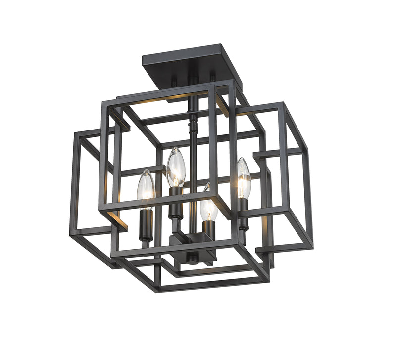 Semi Flush Mount Z-Lite 454SF-MB Matte Black Titania 4 Light Semi Flush Mount Z-Lite
