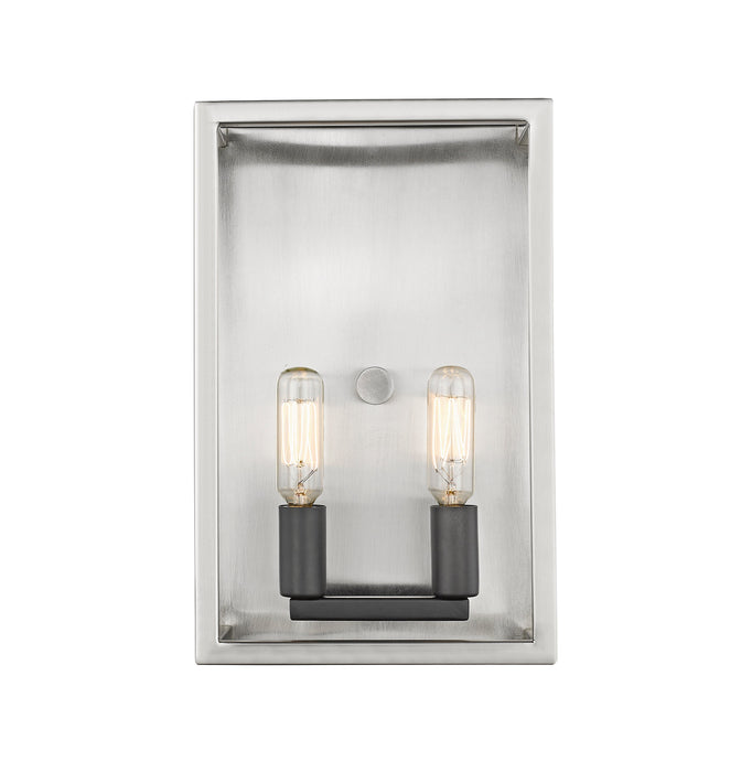 Wall Sconce Z-Lite 456-2S-BN-BK Brushed Nickel + Matte Black Quadra 2 Light Wall Sconce Z-Lite