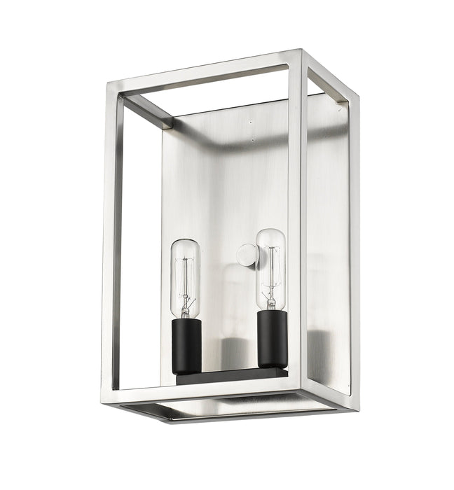 Wall Sconce Z-Lite 456-2S-BN-BK Brushed Nickel + Matte Black Quadra 2 Light Wall Sconce Z-Lite