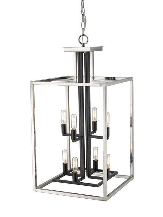Chandelier Z-Lite 456-8BN-BK Brushed Nickel + Matte Black Quadra 8 Light Chandelier Z-Lite