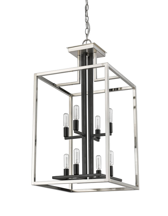 Chandelier Z-Lite 456-8BN-BK Brushed Nickel + Matte Black Quadra 8 Light Chandelier Z-Lite