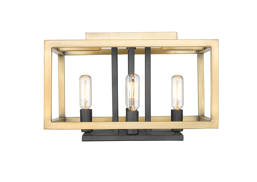 Flush Mount Z-Lite 456F-OBR-BRZ Olde Brass + Bronze Quadra 4 Light Flush Mount Z-Lite