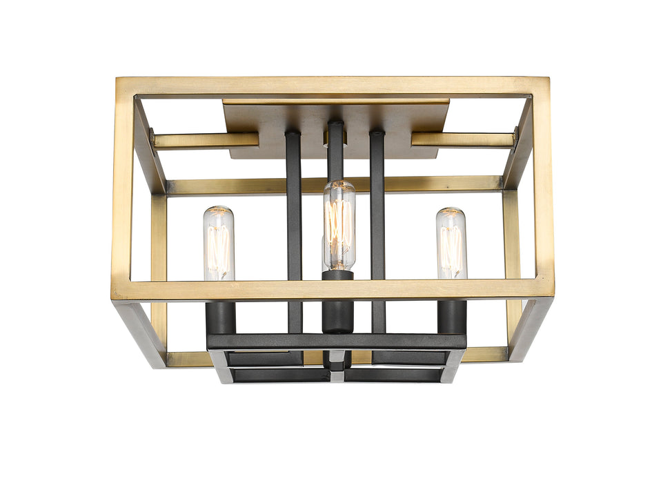 Flush Mount Z-Lite 456F-OBR-BRZ Olde Brass + Bronze Quadra 4 Light Flush Mount Z-Lite