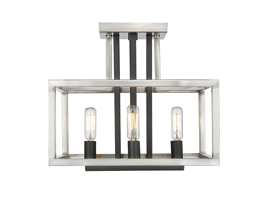 Semi Flush Mount Z-Lite 456SF-BN-BK Brushed Nickel + Matte Black Quadra 4 Light Semi Flush Mount Z-Lite