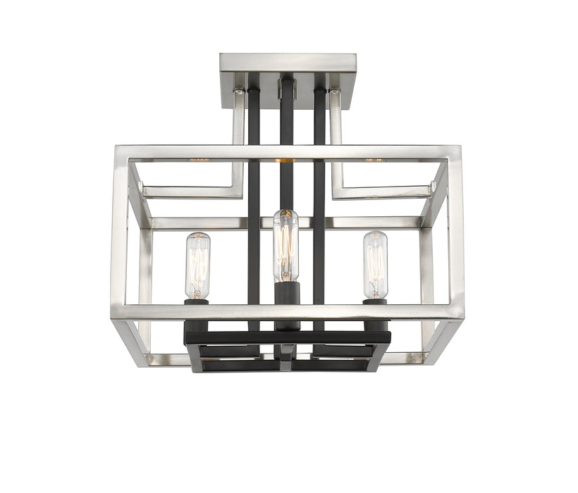Semi Flush Mount Z-Lite 456SF-BN-BK Brushed Nickel + Matte Black Quadra 4 Light Semi Flush Mount Z-Lite