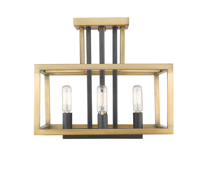 Semi Flush Mount Z-Lite 456SF-OBR-BRZ Olde Brass + Bronze Quadra 4 Light Semi Flush Mount Z-Lite