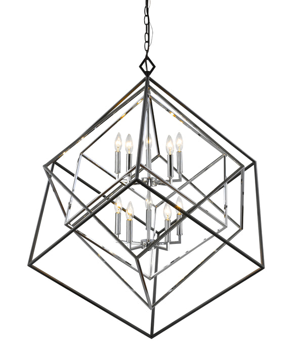 Chandelier Z-Lite 457-10CH-MB Chrome + Matte Black Euclid 10 Light Chandelier Z-Lite