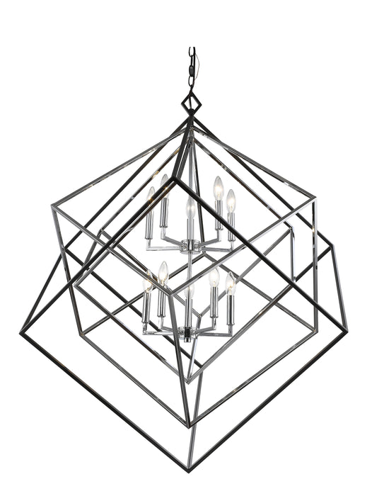 Chandelier Z-Lite 457-10CH-MB Chrome + Matte Black Euclid 10 Light Chandelier Z-Lite