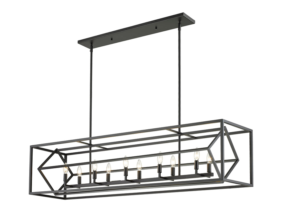 Linear Chandelier Z-Lite 457-10L-MB Matte Black Euclid 10 Light Linear Chandelier Z-Lite