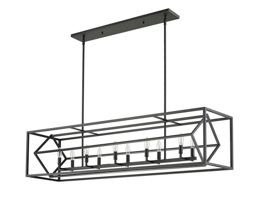 Linear Chandelier Z-Lite 457-10L-MB Matte Black Euclid 10 Light Linear Chandelier Z-Lite
