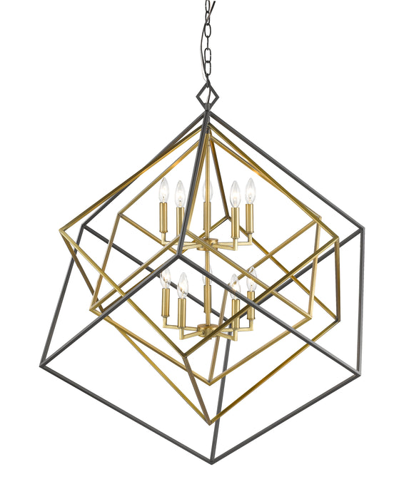 Chandelier Z-Lite 457-10OBR-BRZ Olde Brass + Bronze Euclid 10 Light Chandelier Z-Lite