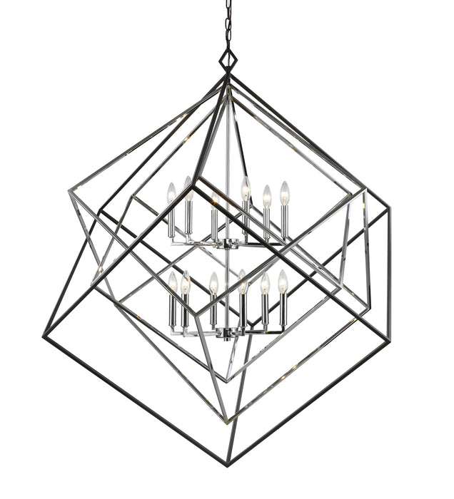 Chandelier Z-Lite 457-12CH-MB Chrome + Matte Black Euclid 12 Light Chandelier Z-Lite