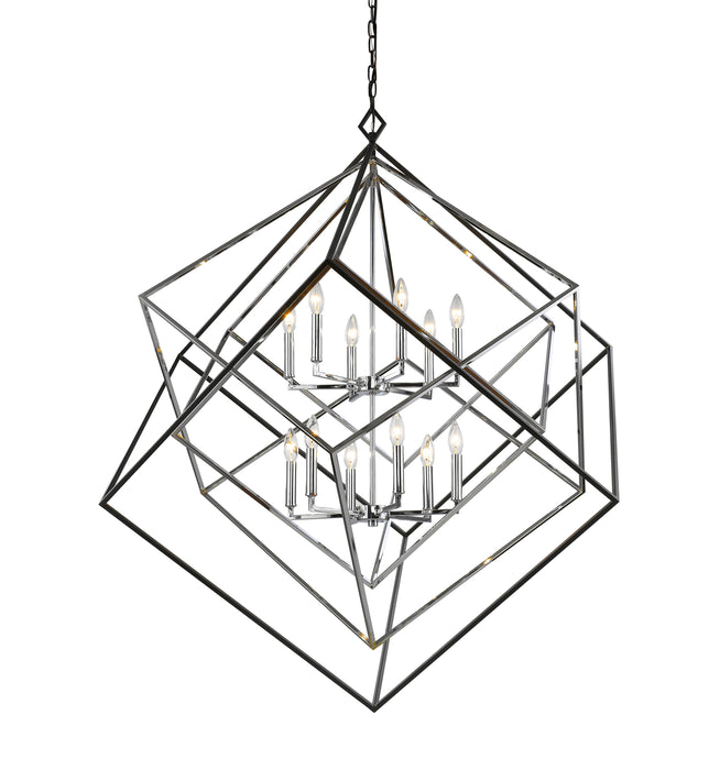 Chandelier Z-Lite 457-12CH-MB Chrome + Matte Black Euclid 12 Light Chandelier Z-Lite