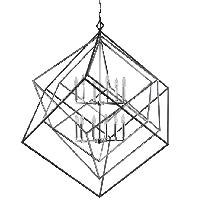 Chandelier Z-Lite 457-12CH-MB Chrome + Matte Black Euclid 12 Light Chandelier Z-Lite