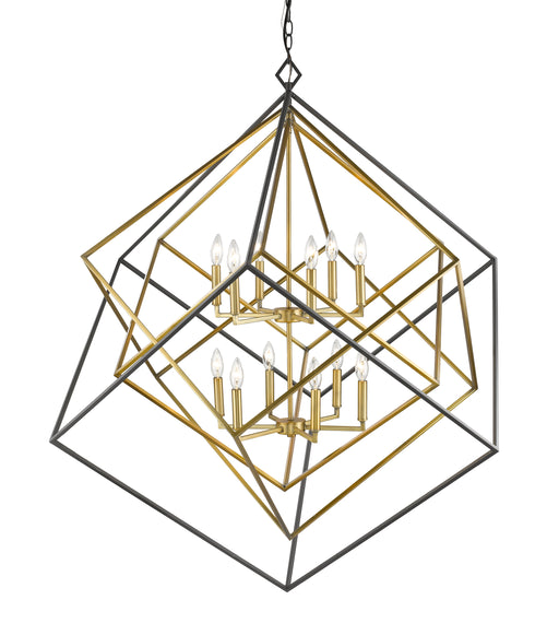 Chandelier Z-Lite 457-12OBR-BRZ Olde Brass + Bronze Euclid 12 Light Chandelier Z-Lite