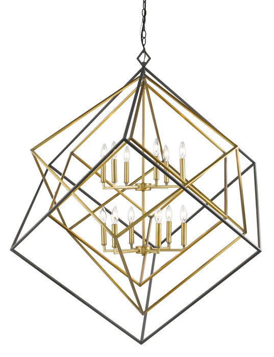 Chandelier Z-Lite 457-12OBR-BRZ Olde Brass + Bronze Euclid 12 Light Chandelier Z-Lite