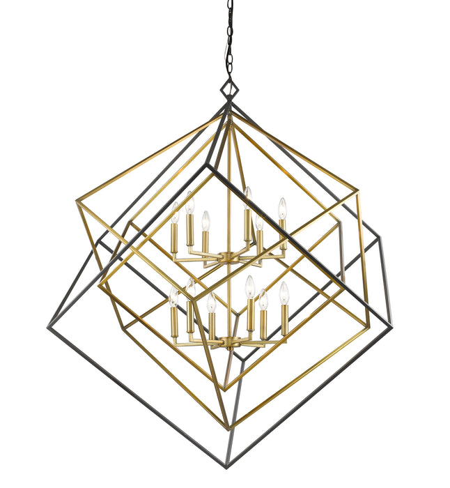 Chandelier Z-Lite 457-12OBR-BRZ Olde Brass + Bronze Euclid 12 Light Chandelier Z-Lite
