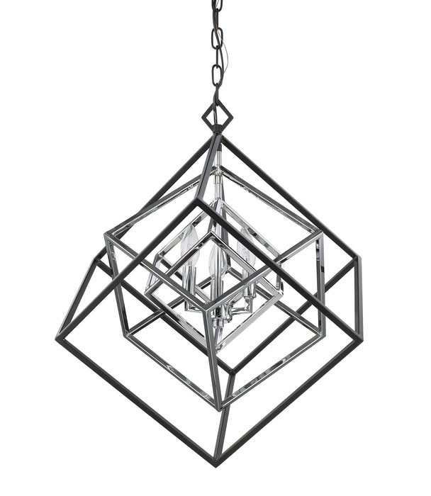 Chandelier Z-Lite 457-3CH-MB Chrome + Matte Black Euclid 3 Light Chandelier Z-Lite