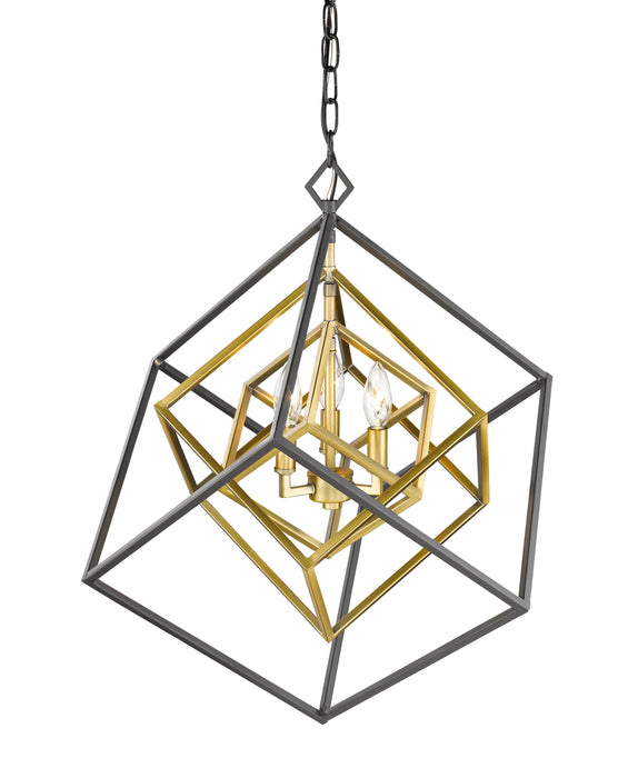 Chandelier Z-Lite 457-3OBR-BRZ Olde Brass + Bronze Euclid 3 Light Chandelier Z-Lite