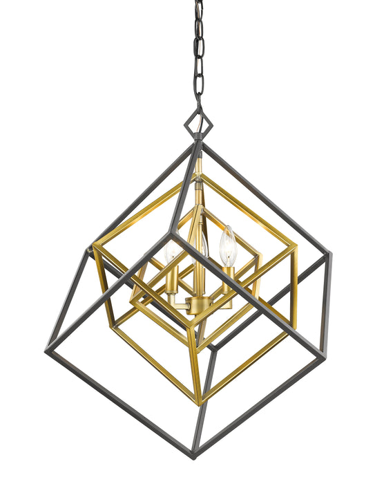Chandelier Z-Lite 457-3OBR-BRZ Olde Brass + Bronze Euclid 3 Light Chandelier Z-Lite