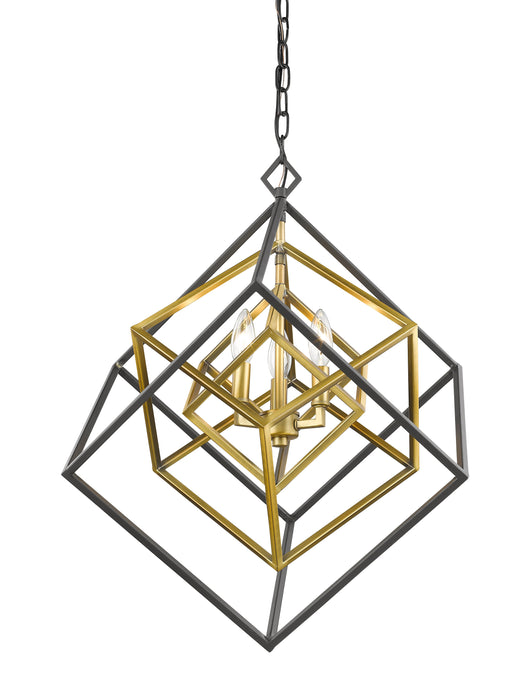 Chandelier Z-Lite 457-3OBR-BRZ Olde Brass + Bronze Euclid 3 Light Chandelier Z-Lite