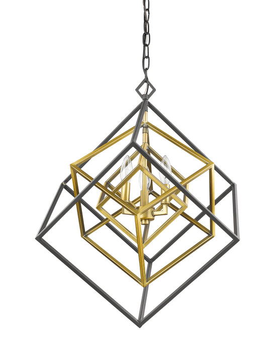 Chandelier Z-Lite 457-3OBR-BRZ Olde Brass + Bronze Euclid 3 Light Chandelier Z-Lite