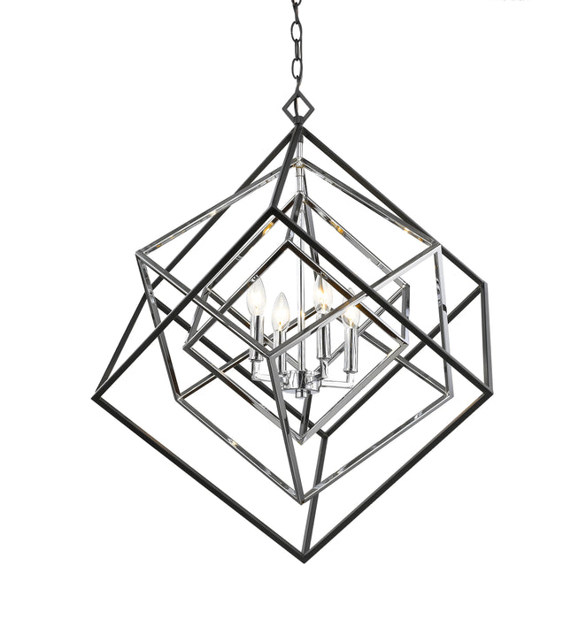 Chandelier Z-Lite 457-4CH-MB Chrome + Matte Black Euclid 4 Light Chandelier Z-Lite