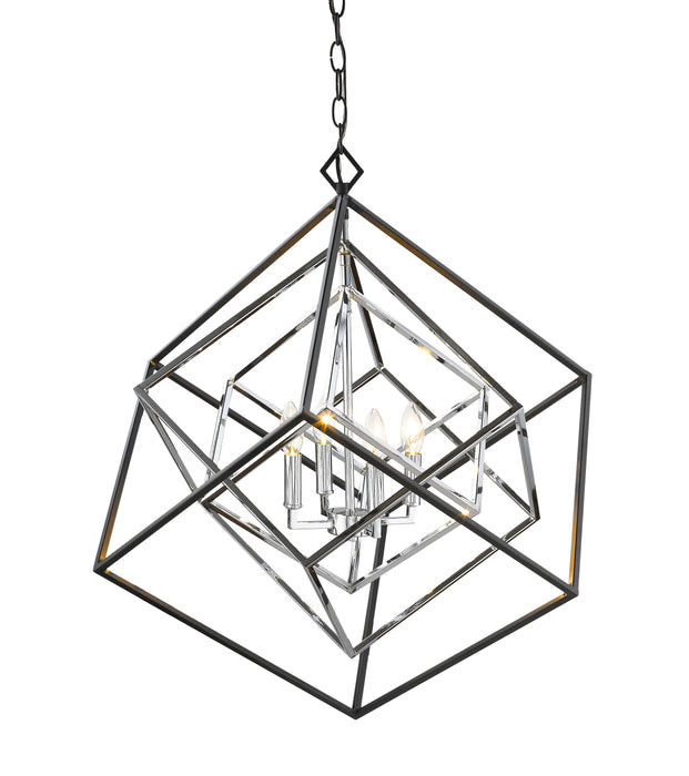 Chandelier Z-Lite 457-4CH-MB Chrome + Matte Black Euclid 4 Light Chandelier Z-Lite
