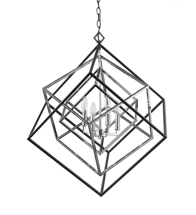 Chandelier Z-Lite 457-4CH-MB Chrome + Matte Black Euclid 4 Light Chandelier Z-Lite