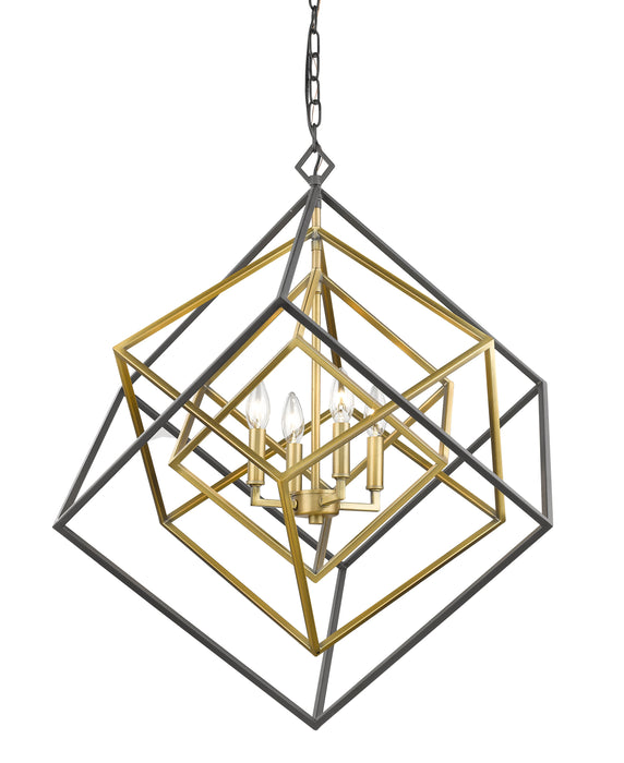 Chandelier Z-Lite 457-4OBR-BRZ Olde Brass + Bronze Euclid 4 Light Chandelier Z-Lite