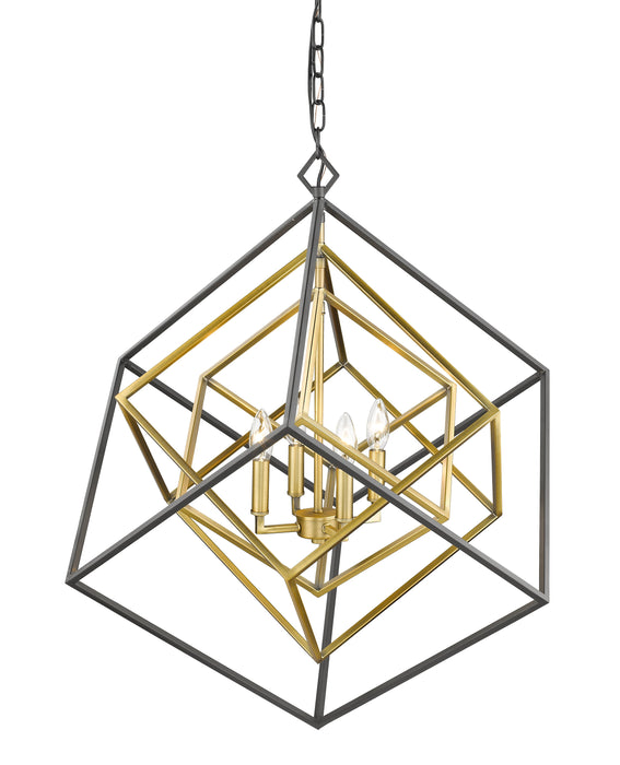 Chandelier Z-Lite 457-4OBR-BRZ Olde Brass + Bronze Euclid 4 Light Chandelier Z-Lite