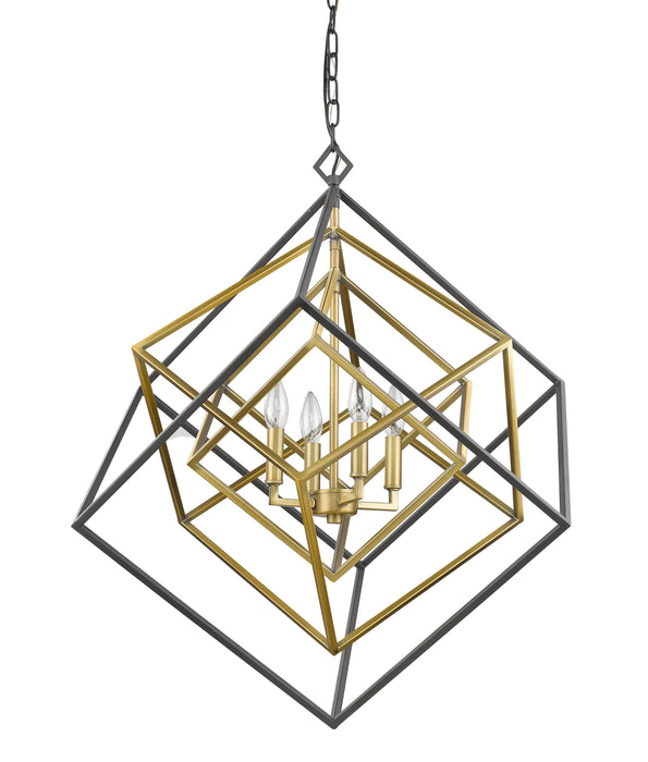 Chandelier Z-Lite 457-4OBR-BRZ Olde Brass + Bronze Euclid 4 Light Chandelier Z-Lite