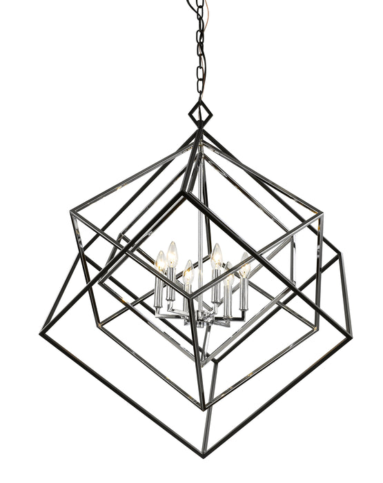 Chandelier Z-Lite 457-6CH-MB Chrome + Matte Black Euclid 6 Light Chandelier Z-Lite