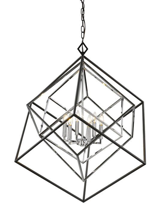 Chandelier Z-Lite 457-6CH-MB Chrome + Matte Black Euclid 6 Light Chandelier Z-Lite