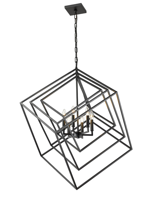 Chandelier Z-Lite 457-6MB Matte Black Euclid 6 Light Chandelier Z-Lite