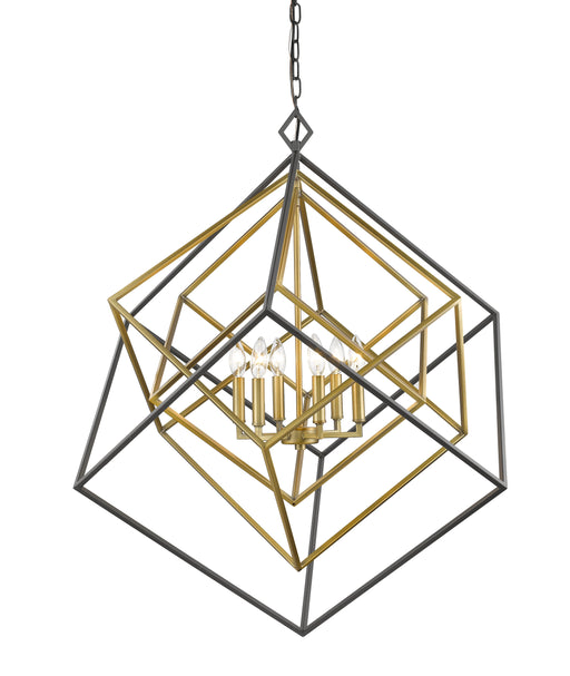 Chandelier Z-Lite 457-6OBR-BRZ Olde Brass + Bronze Euclid 6 Light Chandelier Z-Lite