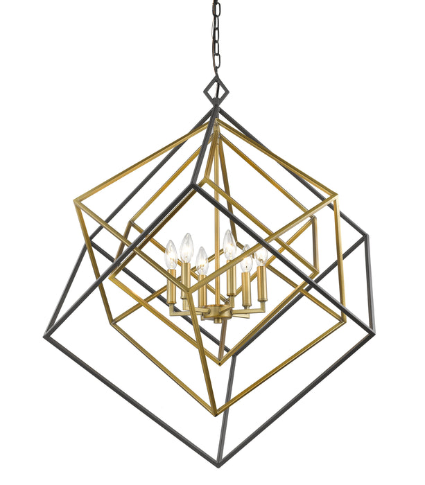 Chandelier Z-Lite 457-6OBR-BRZ Olde Brass + Bronze Euclid 6 Light Chandelier Z-Lite