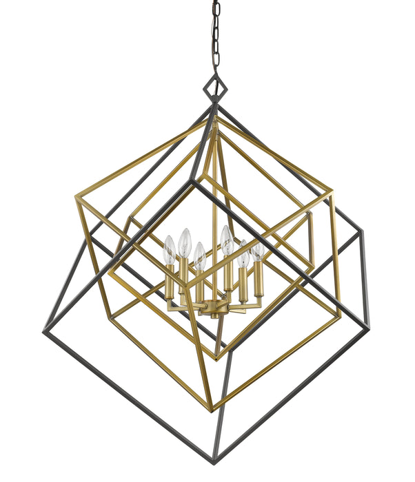 Chandelier Z-Lite 457-6OBR-BRZ Olde Brass + Bronze Euclid 6 Light Chandelier Z-Lite
