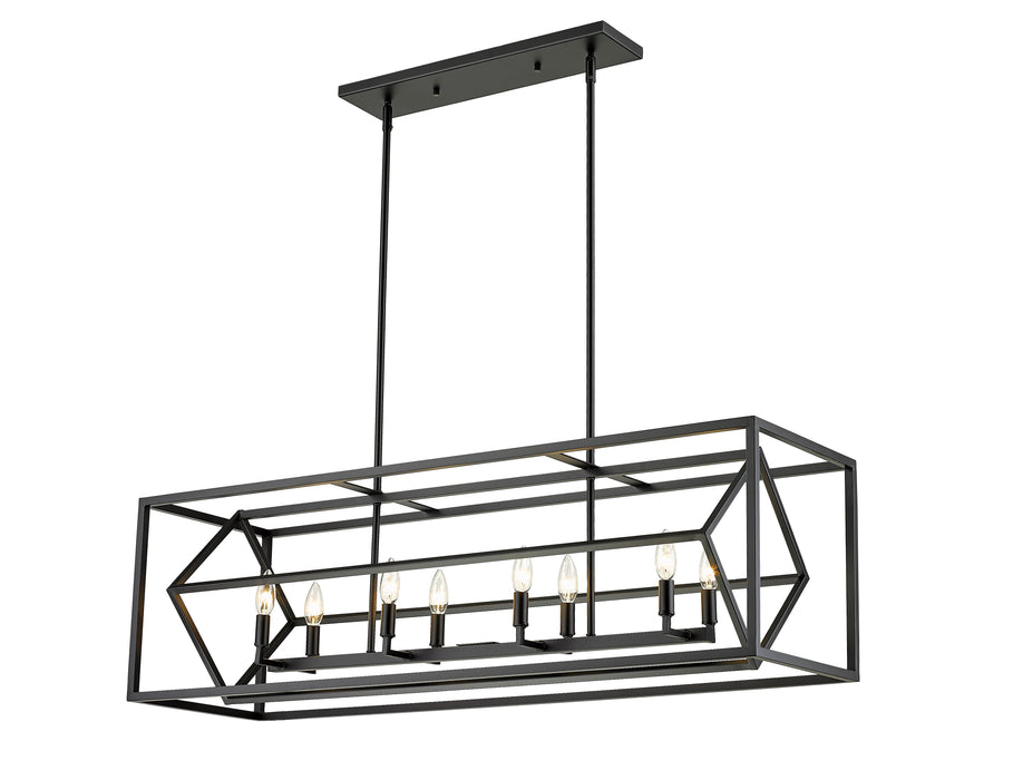 Linear Chandelier Z-Lite 457-8L-MB Matte Black Euclid 8 Light Linear Chandelier Z-Lite