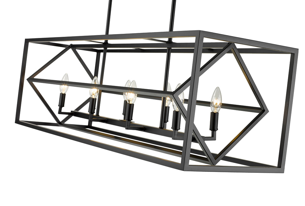Linear Chandelier Z-Lite 457-8L-MB Matte Black Euclid 8 Light Linear Chandelier Z-Lite