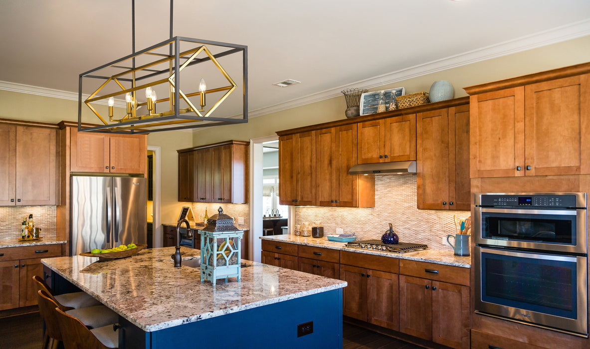 Linear Chandelier Z-Lite 457-8L-OBR-BRZ Olde Brass + Bronze Euclid 8 Light Linear Chandelier Z-Lite