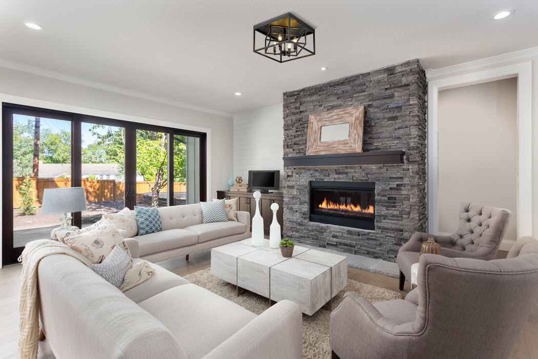 Flush Mount Z-Lite 457F-MB Matte Black Euclid 4 Light Flush Mount Z-Lite