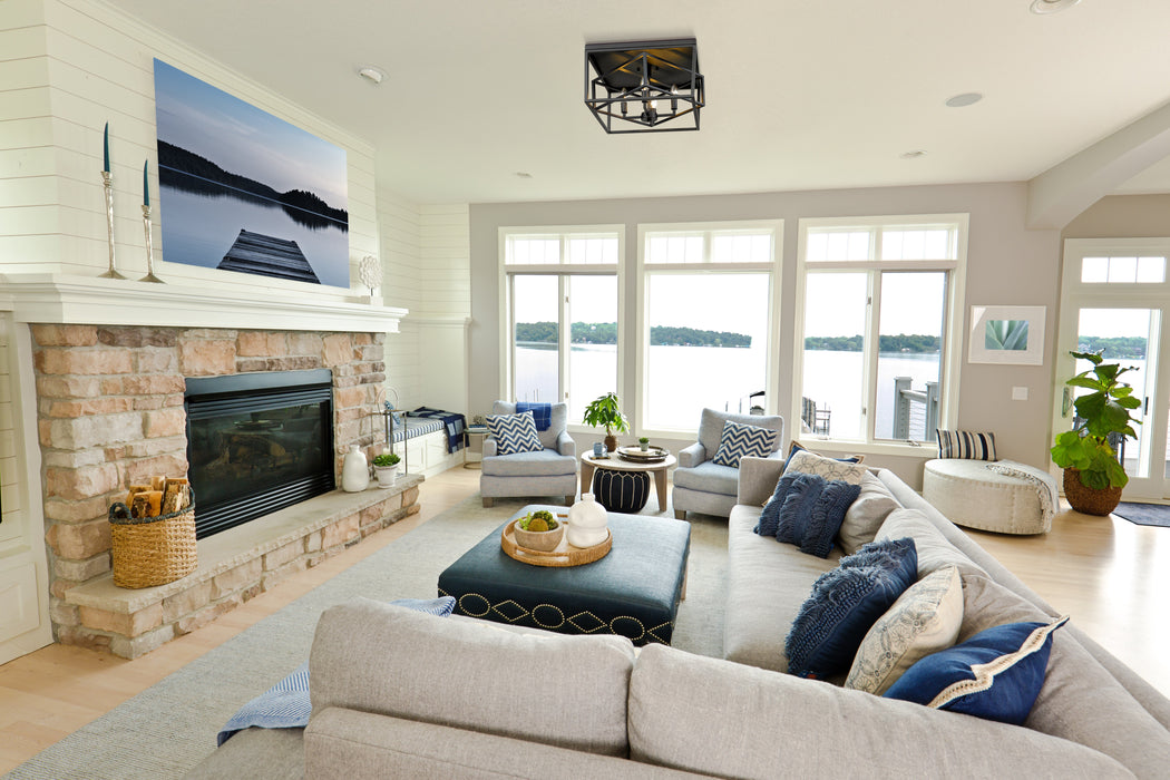 Flush Mount Z-Lite 457F-MB Matte Black Euclid 4 Light Flush Mount Z-Lite