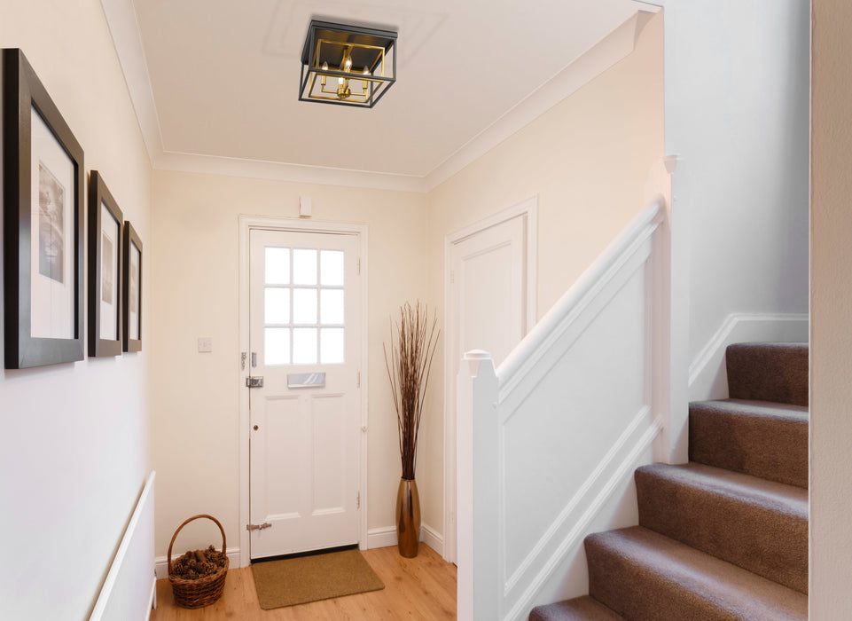 Flush Mount Z-Lite 457F-OBR-BRZ Olde Brass + Bronze Euclid 4 Light Flush Mount Z-Lite