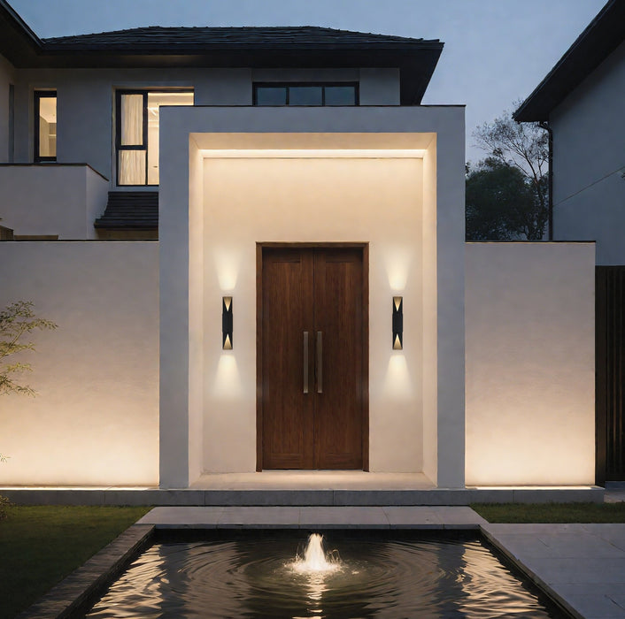 Exterior Wall Sconce Thesis 207734A Brera 30 inch 2 light Matte Black and Textured Black Exterior Wall Sconce THESIS