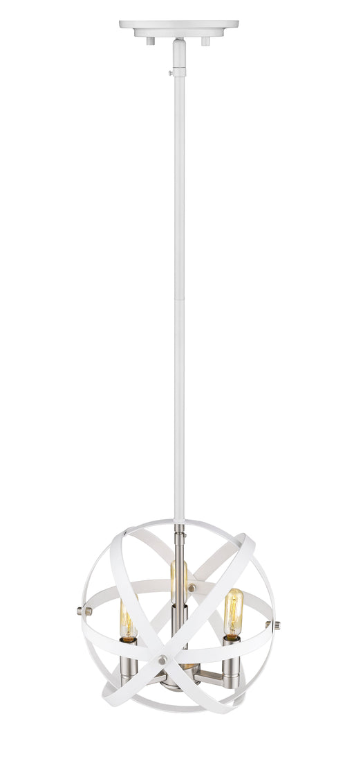Chandelier Z-Lite 463-12HWH-BN Hammered White + Brushed Nickel Cavallo 3 Light Chandelier Z-Lite